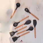 ست کفگیر ملاقه 12 پارچه چوب و سیلیکون امبیکو مدل Embico-2080 - Image 3