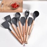 ست کفگیر ملاقه 12 پارچه چوب و سیلیکون امبیکو مدل Embico-2080 - Image 2