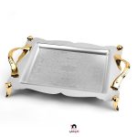 سینی دالبری پایه دار بزرگ کروم و طلایی اسپرت 3168