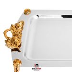 سینی دسته گل رز مستطیل متوسط طلایی کی اس تی مدل 218 - Image 3