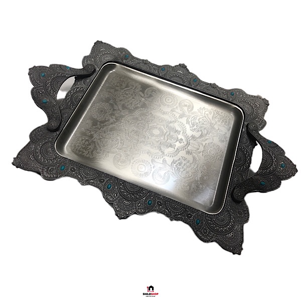 سینی پذیرایی نگین فیروزه ای پیوتر نفیس