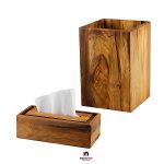 سطل و دستمال پذیرایی چوب گردو مربع کد 0155