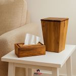 سطل و دستمال پذیرایی دربدار چوب گردو مدل مخروطی کد 0153 - Image 4