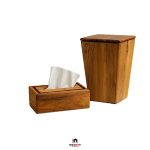 سطل و دستمال پذیرایی دربدار چوب گردو مدل مخروطی کد 0153 - Image 3
