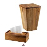 سطل و دستمال پذیرایی دربدار چوب گردو مدل مخروطی کد 0153