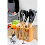 ست کفگیر ملاقه 9 پارچه چوب و سیلیکون امبیکو مدل Embico-2080